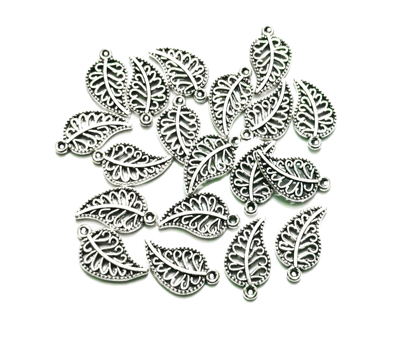 Silver Color Leaf Charms