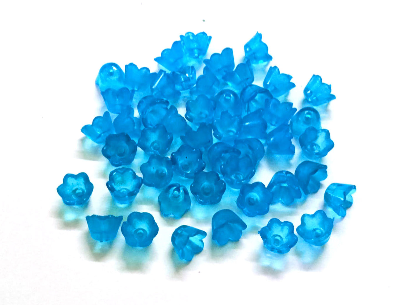 Blue Acrylic Flower Beads