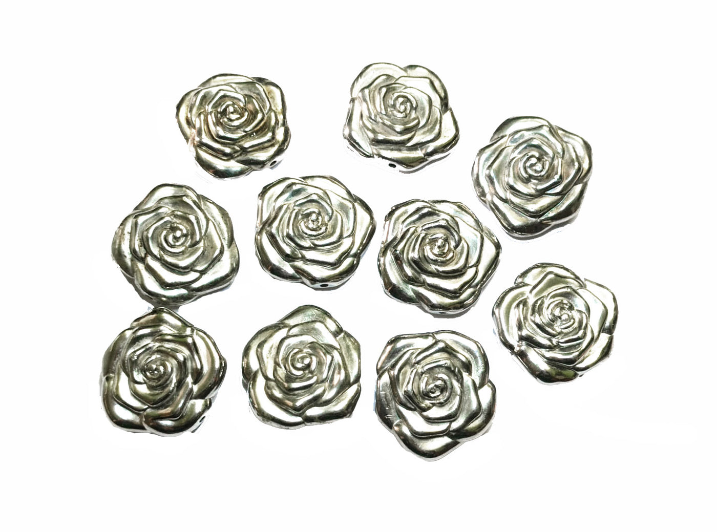 Silver Color Flower Shaped Acrylic Beads