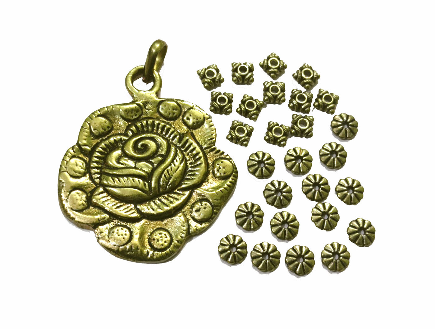 Antique finish pendant and beads set