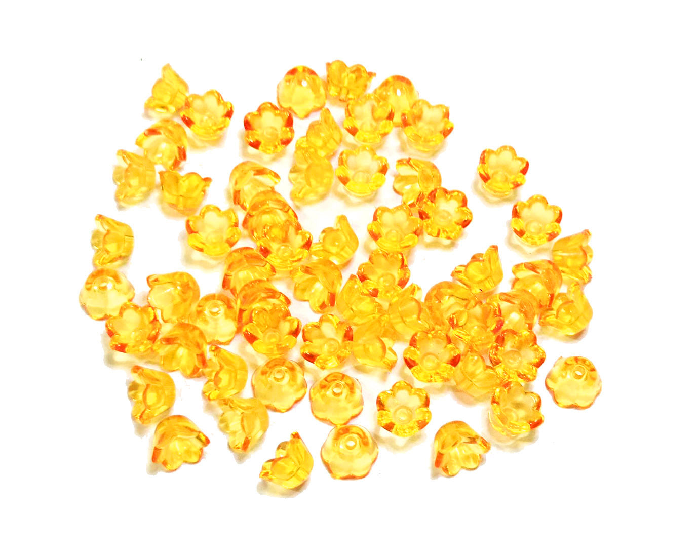 Yellowish orange Transparent Floral Acrylic Beads