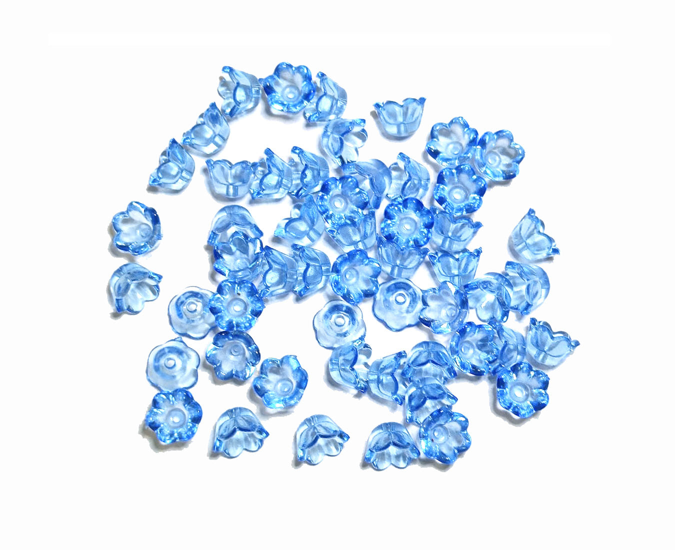 Blue Transparent Floral Acrylic Beads