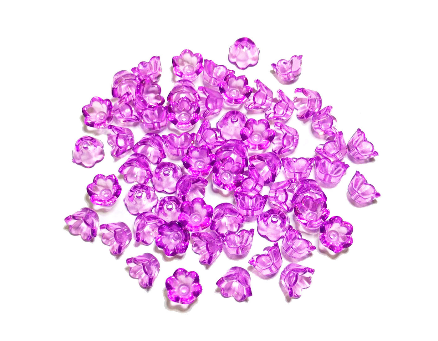 Purple Transparent Floral Acrylic Beads