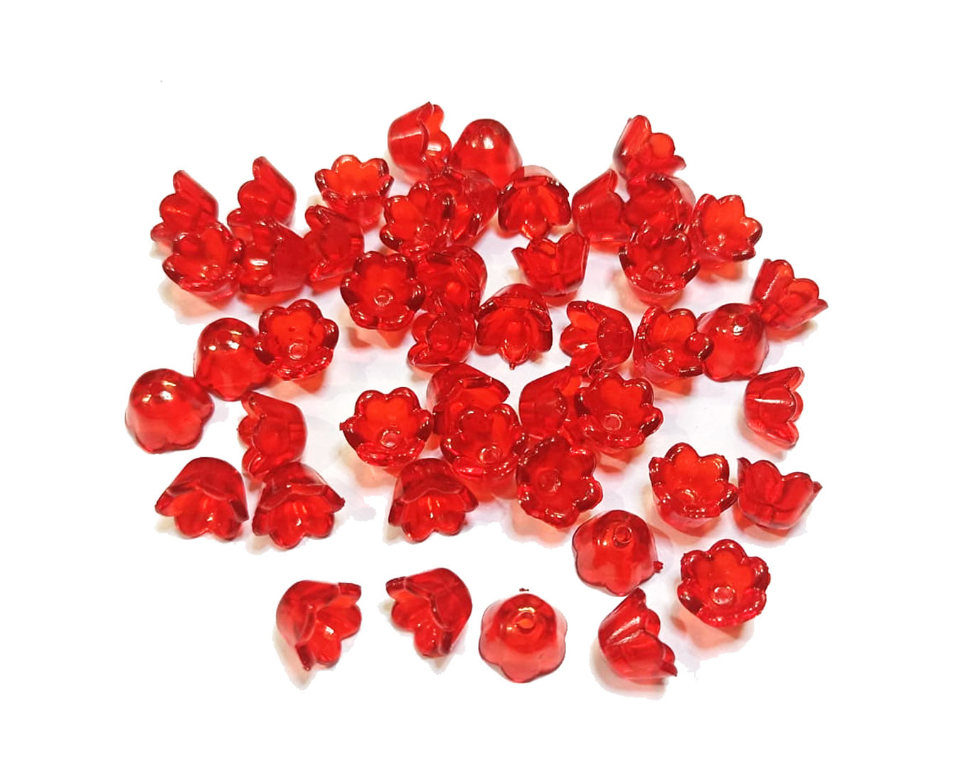 Red Transparent Floral Acrylic Beads