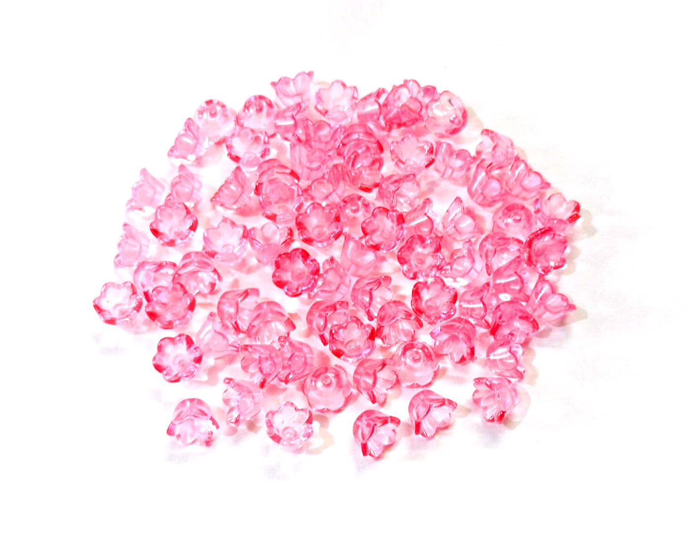Pink Transparent Floral Acrylic Beads