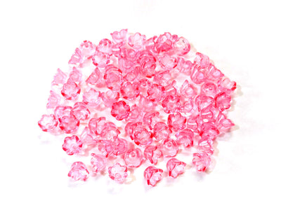 Pink Transparent Floral Acrylic Beads