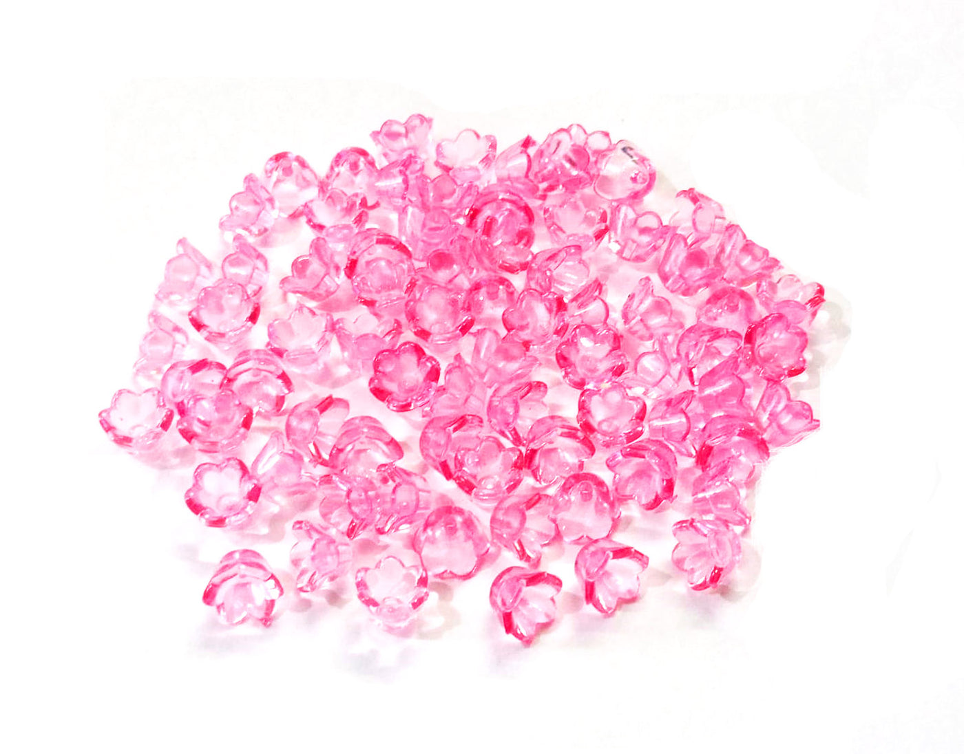 Pink Transparent Floral Acrylic Beads