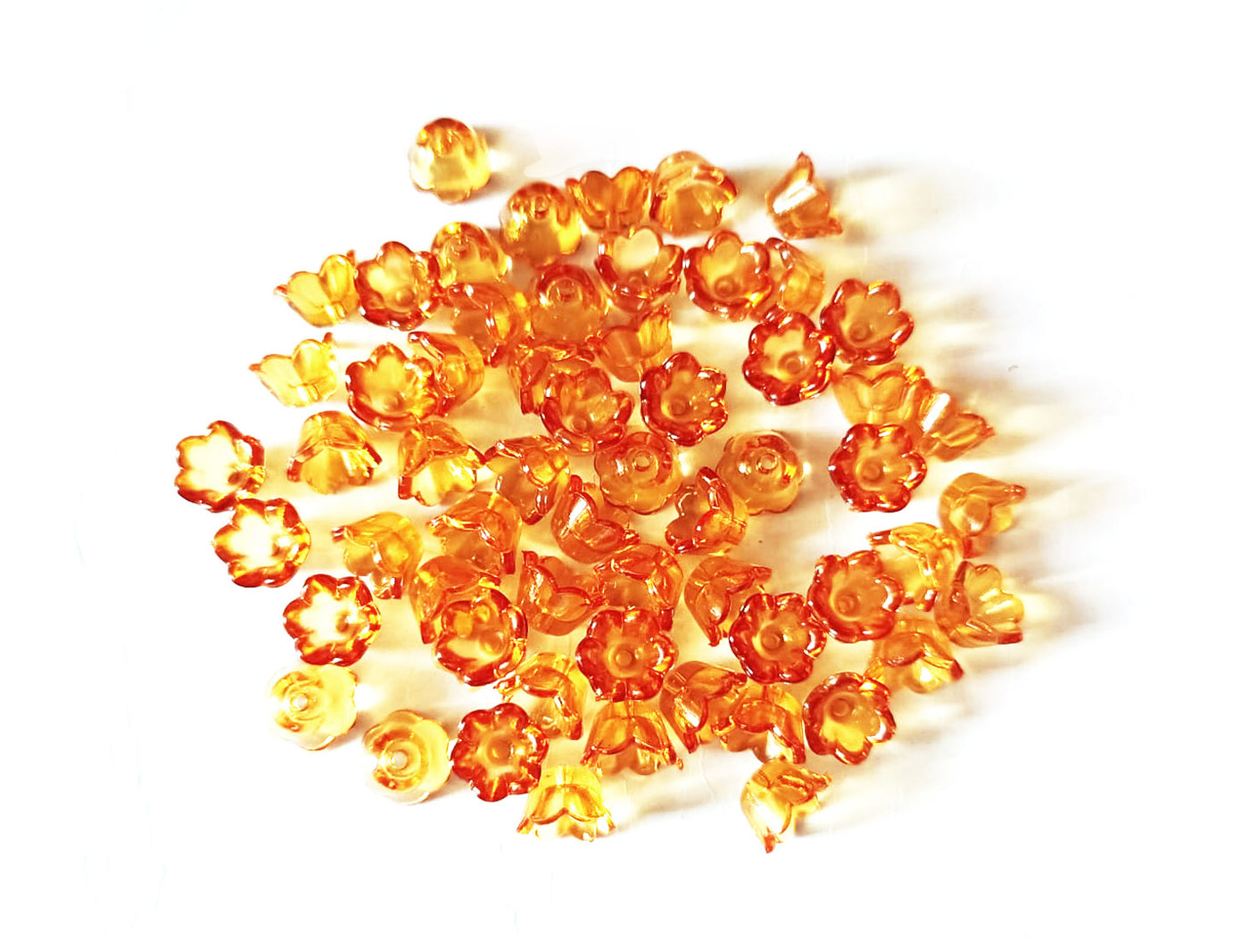 Honey Brown Transparent Floral Acrylic Beads