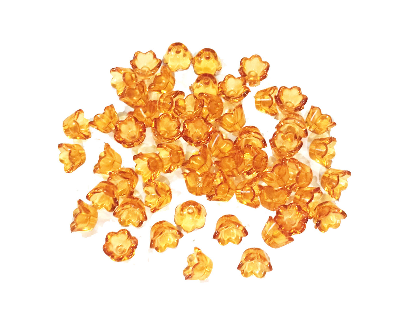 Honey Brown Transparent Floral Acrylic Beads