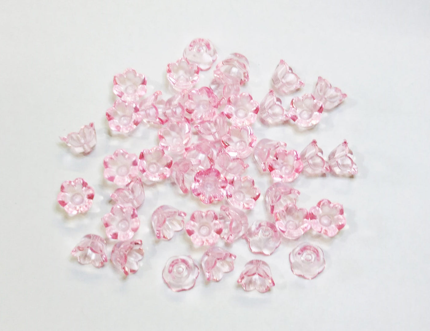 Baby Pink Transparent Floral Acrylic Beads