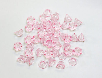 Baby Pink Transparent Floral Acrylic Beads