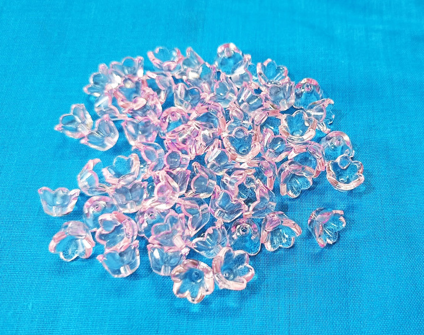 Baby Pink Transparent Floral Acrylic Beads