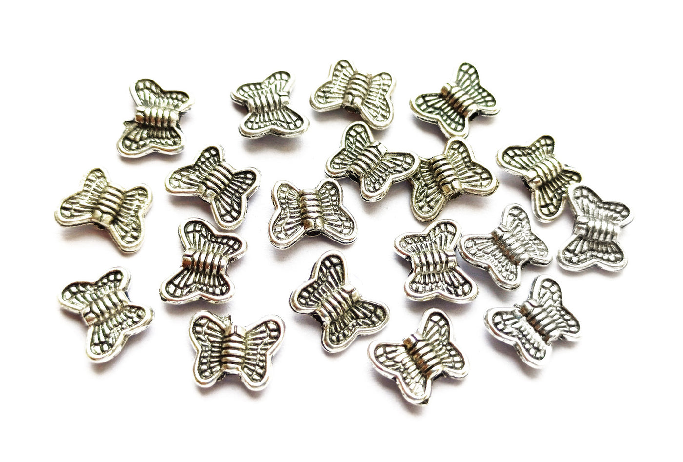 Silver 1 Hole Butterfly Beads