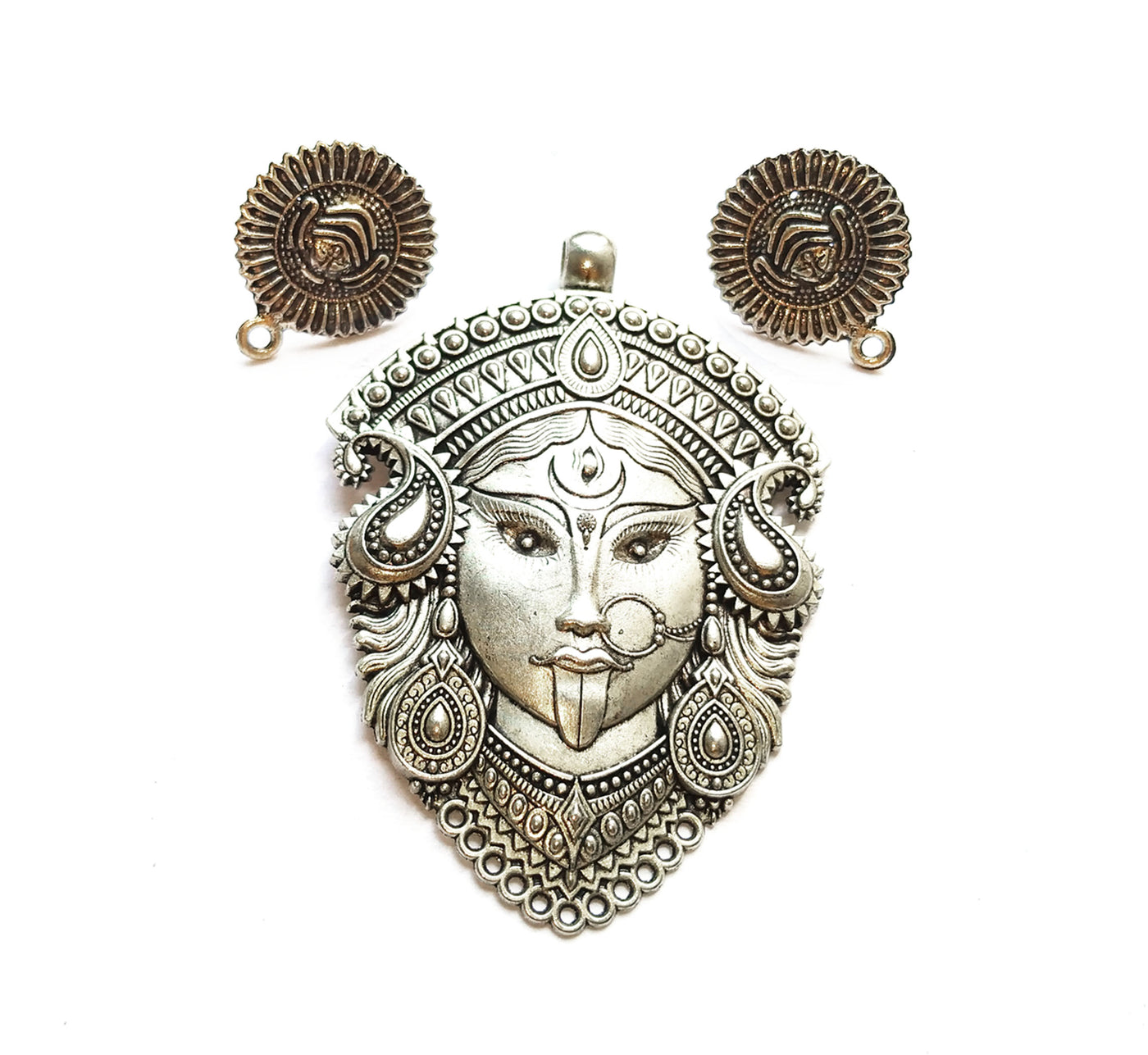 Silver Goddess Pendant and Studs