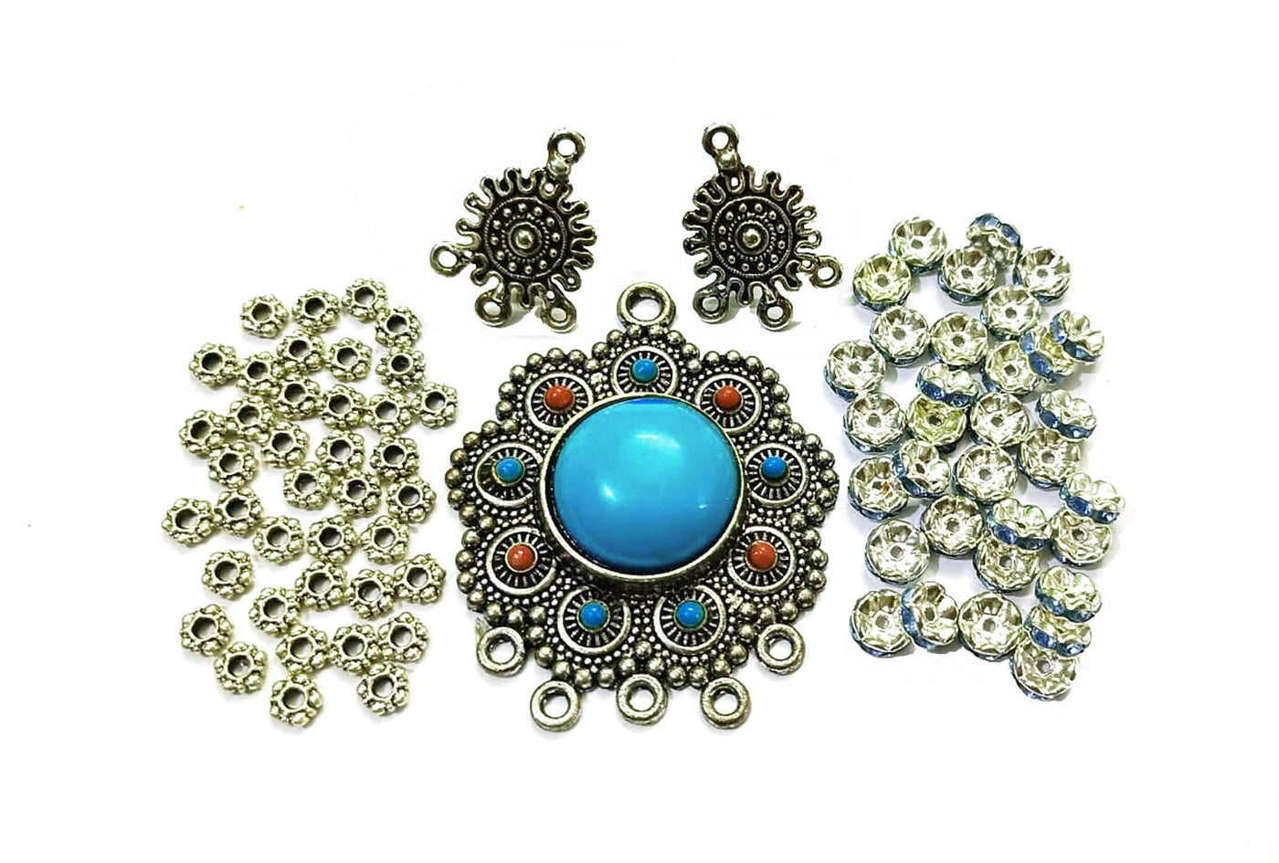 Multicolor Pendant Studs & Spacer Beads Combo