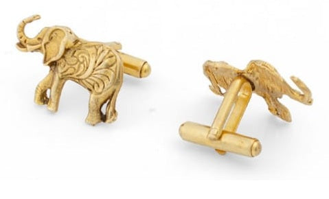 Golden Brass Elephant Cufflinks