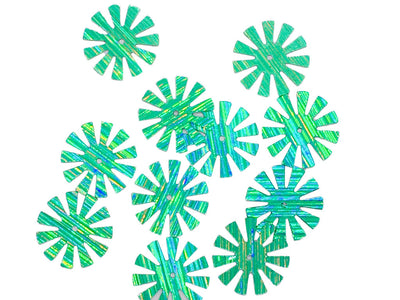 Green Rainbow Flower 1 Hole Plastic Sequins