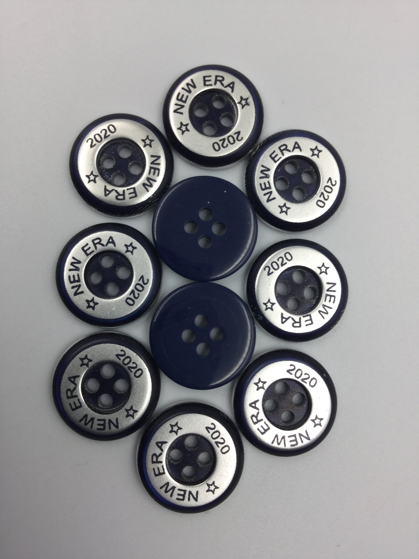 Navy Blue and Silver Four Hole Polyester Shining Buttons 18L