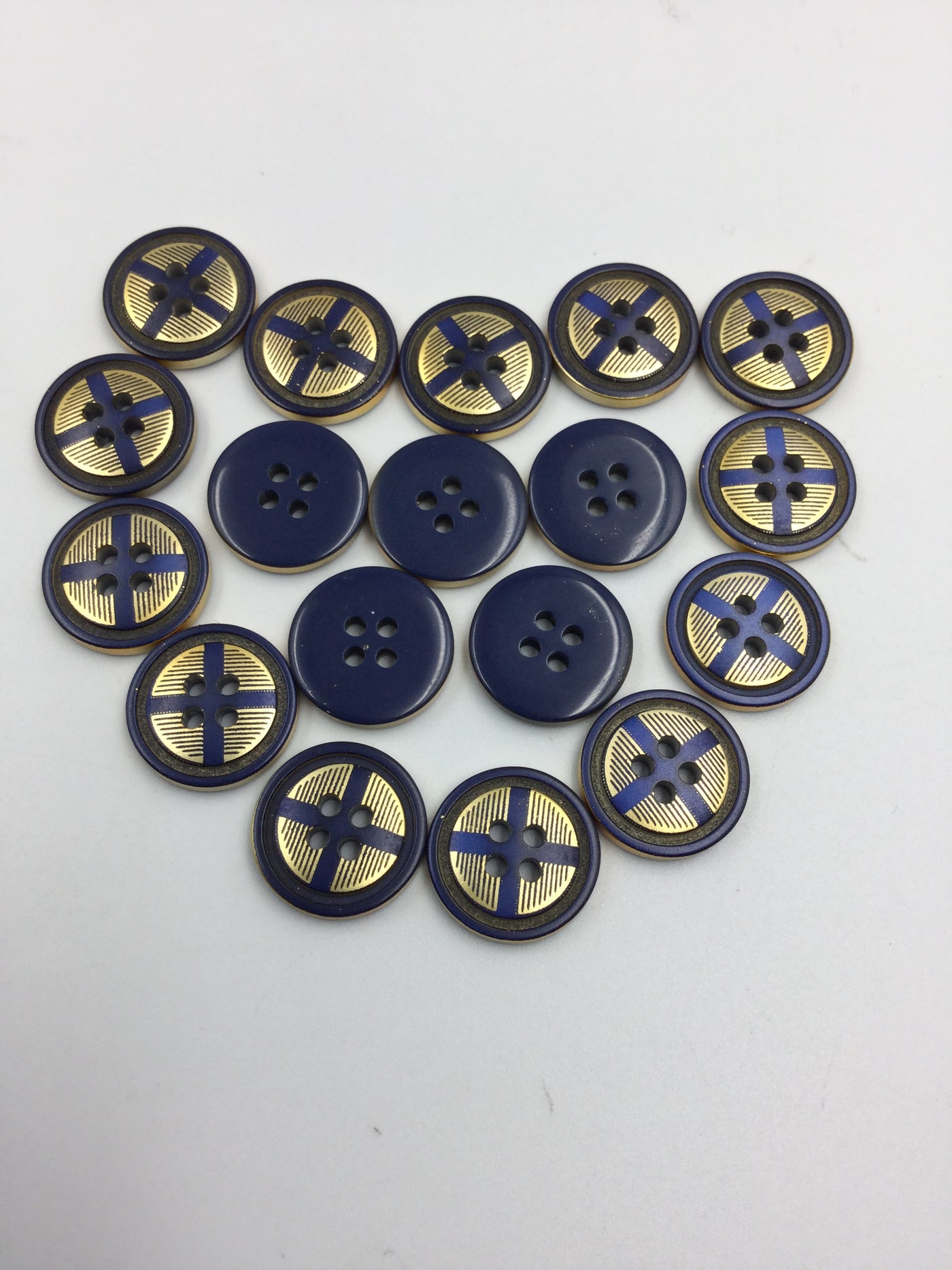 Navy Blue & Golden Plastic Button