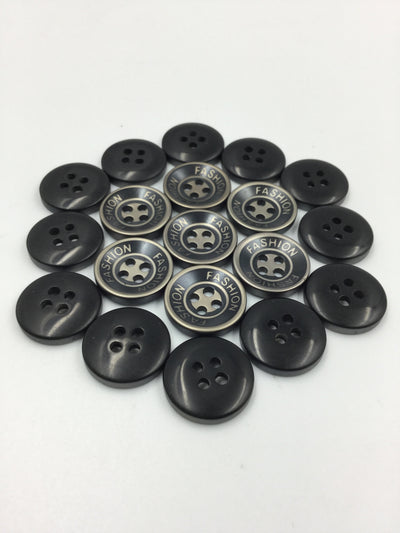 Black 4 Hole Plastic Button