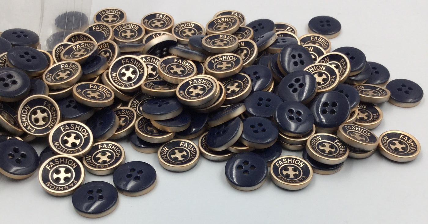 Navy Blue & Golden Plastic Button