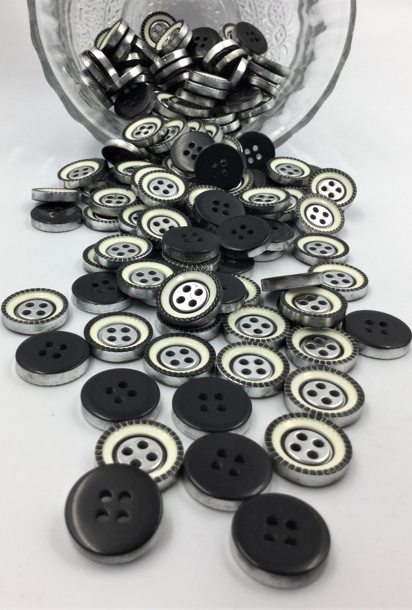 White and Black 4 Hole Shirt Buttons