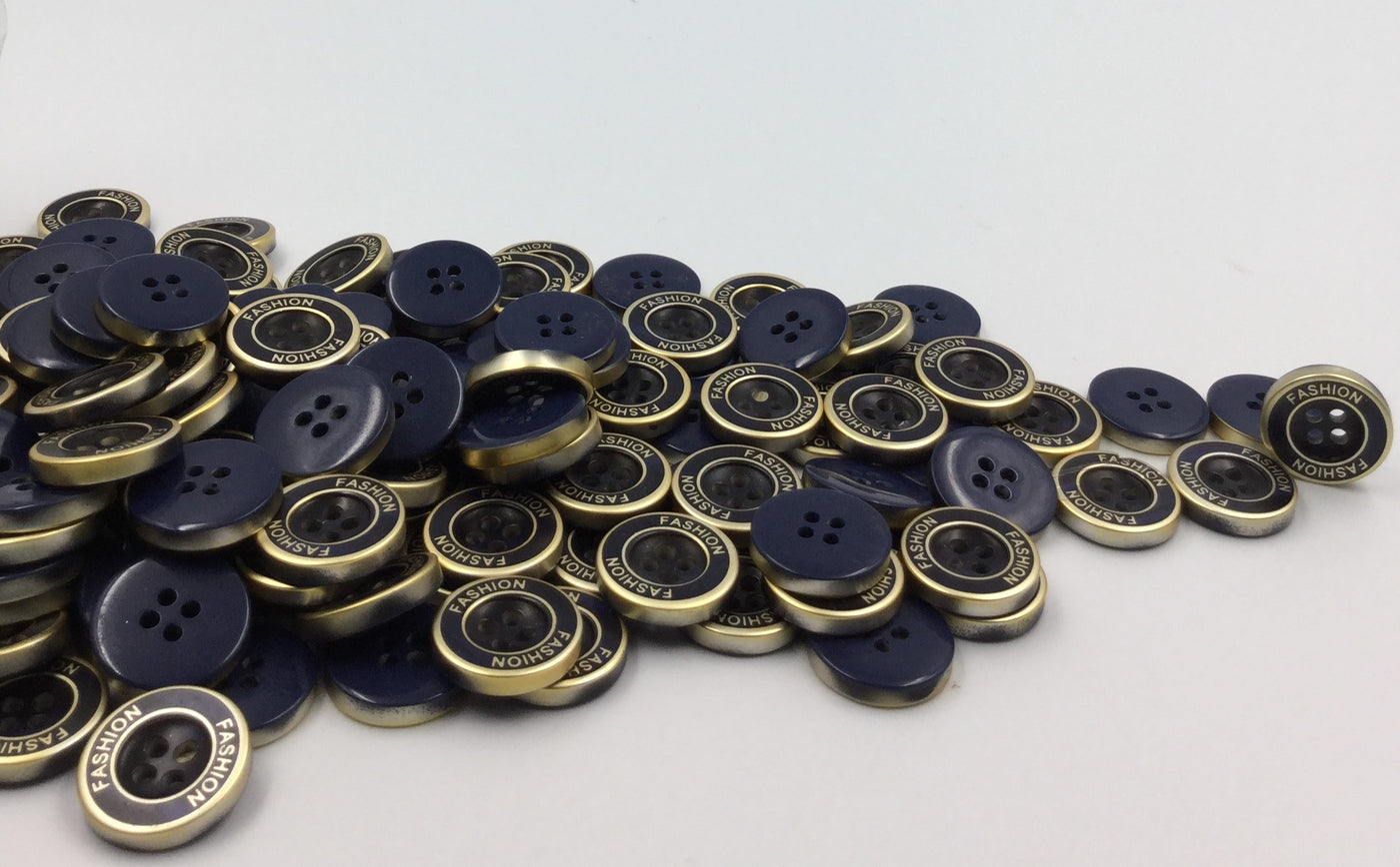 Navy Blue and Golden Four Hole Plastic Buttons