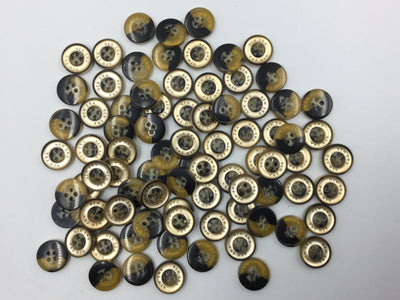 Coffee Brown and Golden Four Hole Polyester Shining Buttons