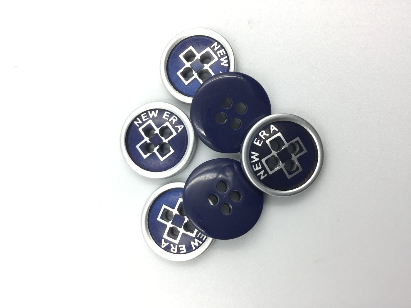 Navy Blue and Silver Four Hole Polyester Shining Buttons