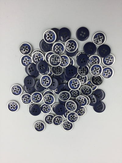 Navy Blue and Silver Four Hole Polyester Shining Buttons