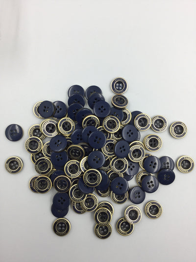 Navy Blue and Golden Four Hole Plastic Buttons