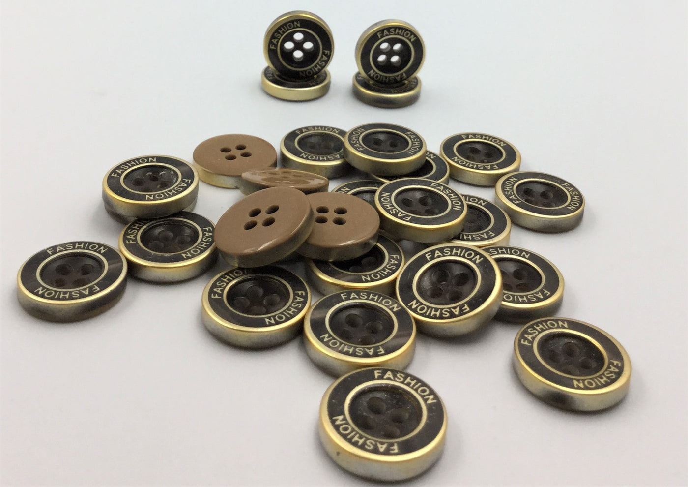 Coffee Brown and Golden 4 Hole Shirt Buttons