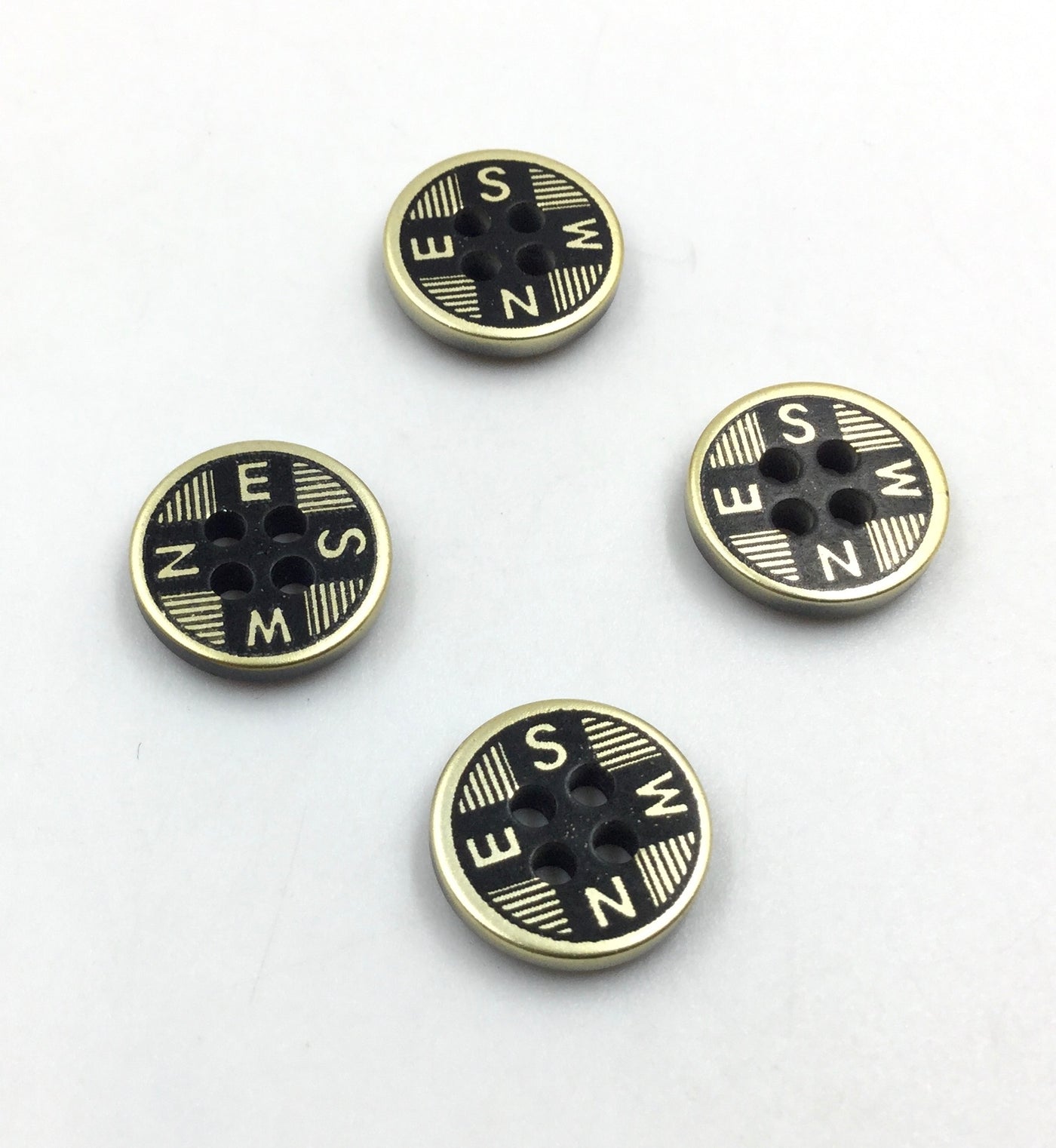 Golden & Black Circular 4 Hole Plastic Buttons