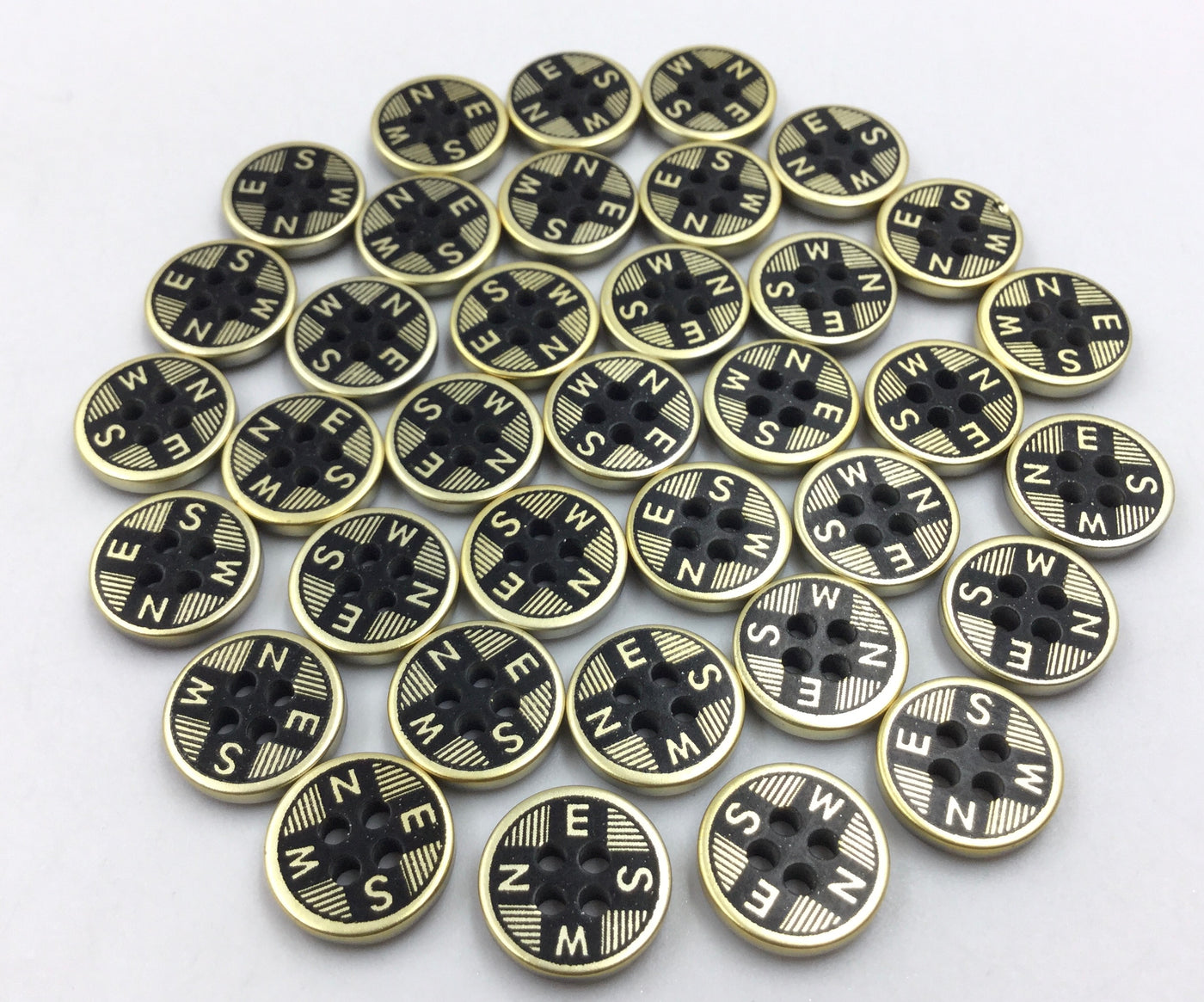 Golden & Black Circular 4 Hole Plastic Buttons