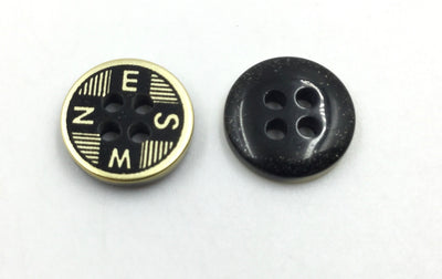 Golden & Black Circular 4 Hole Plastic Buttons