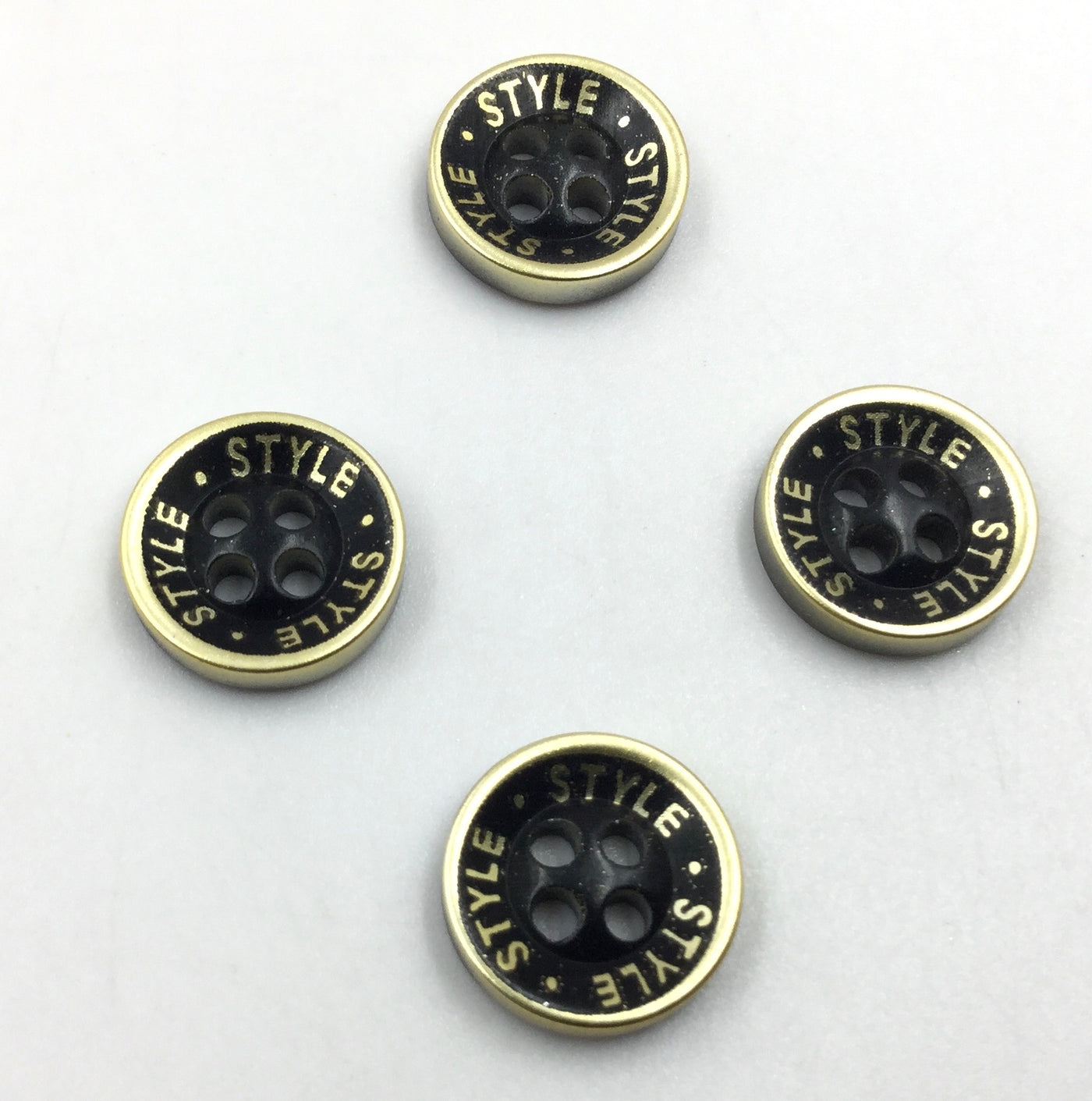 Black & Golden Circular 4 Hole Plastic Buttons