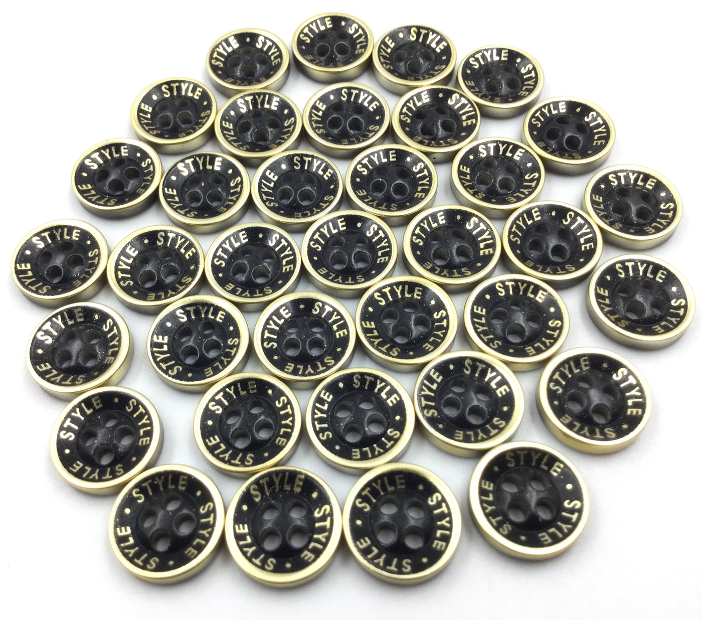 Black & Golden Circular 4 Hole Plastic Buttons