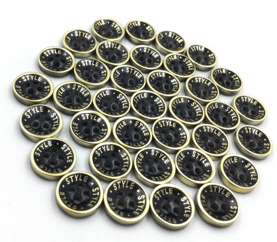 Black & Golden Circular 4 Hole Plastic Buttons