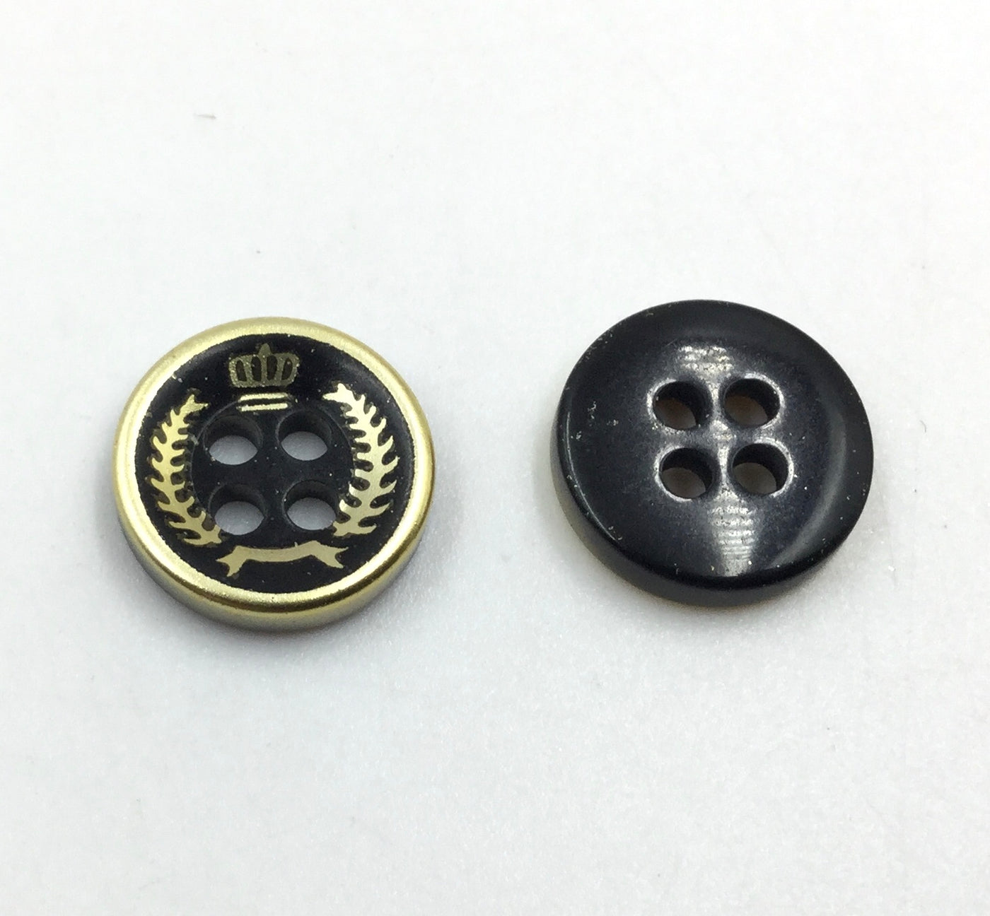 Black & Golden Circular 4 Hole Plastic Buttons