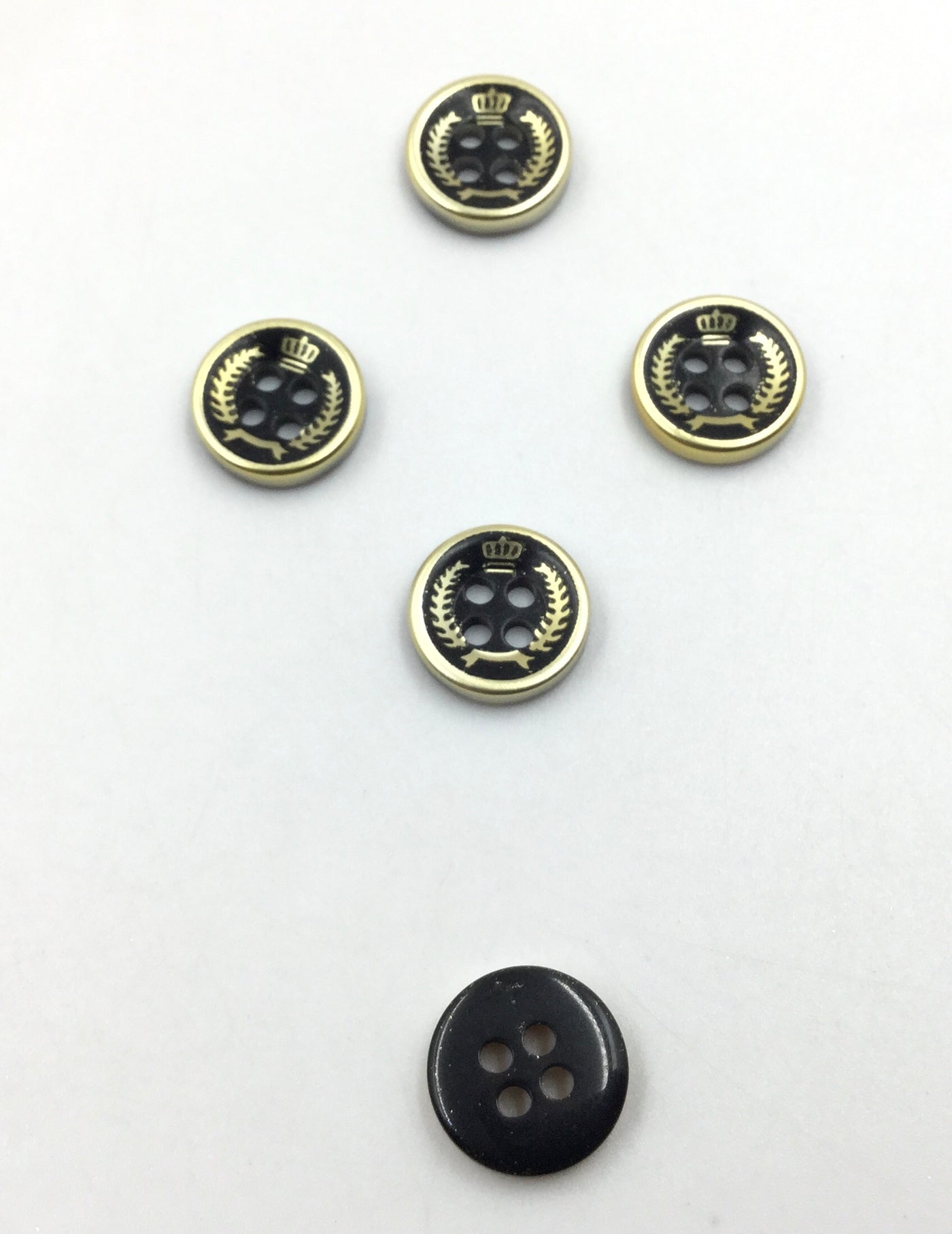 Black & Golden Circular 4 Hole Plastic Buttons