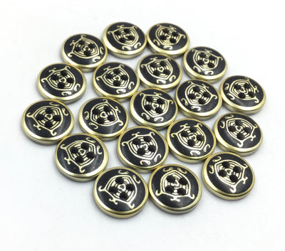 Black & Golden Circular 4 Hole Plastic Buttons