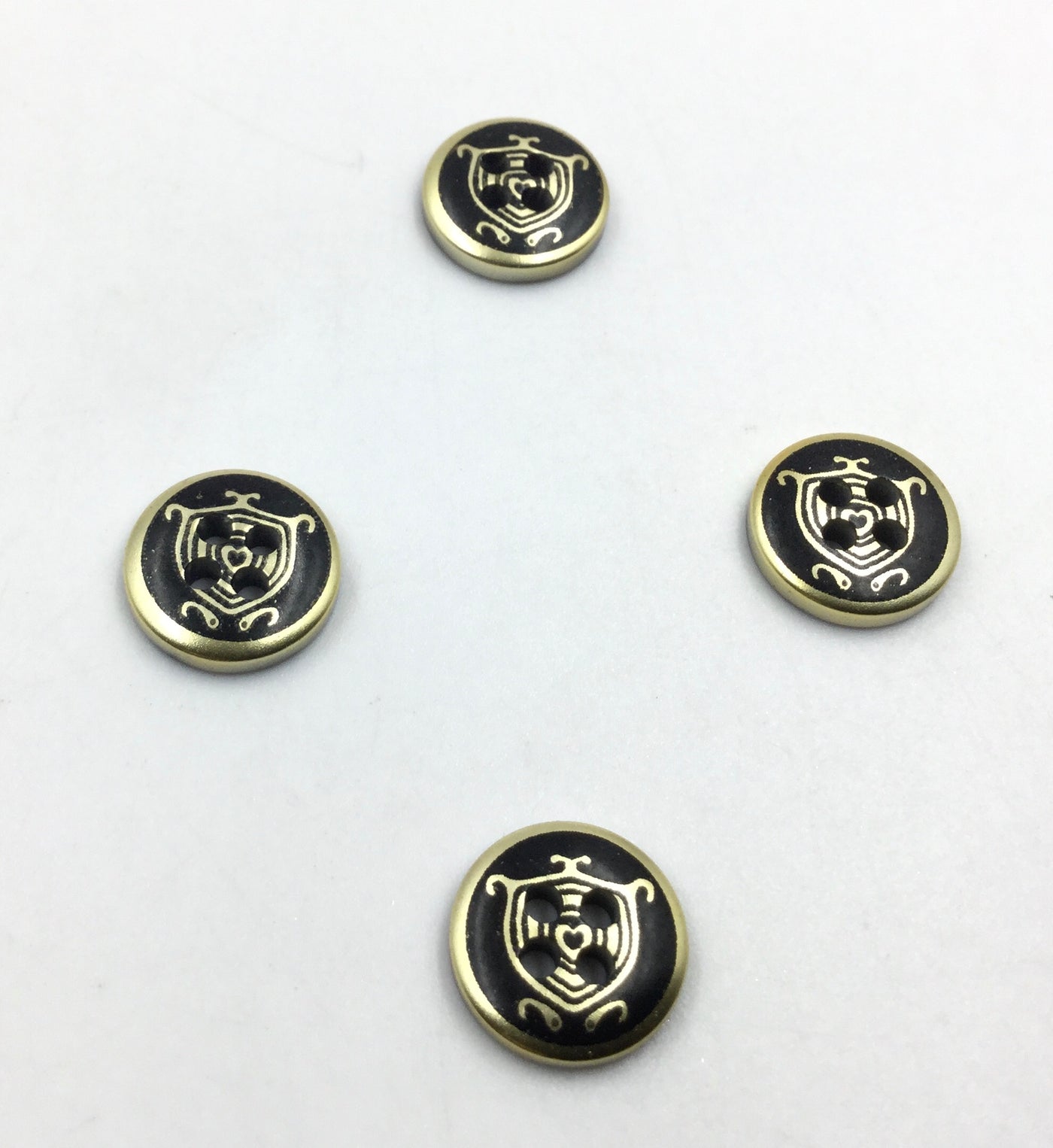 Black & Golden Circular 4 Hole Plastic Buttons