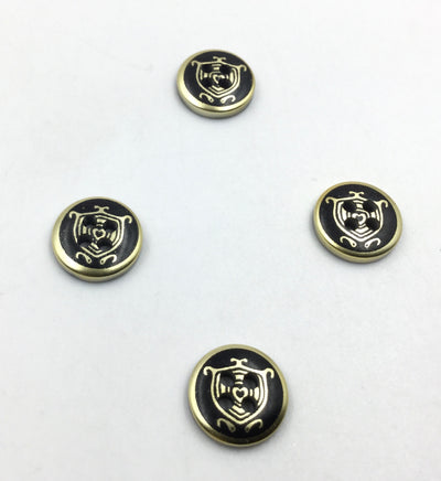 Black & Golden Circular 4 Hole Plastic Buttons