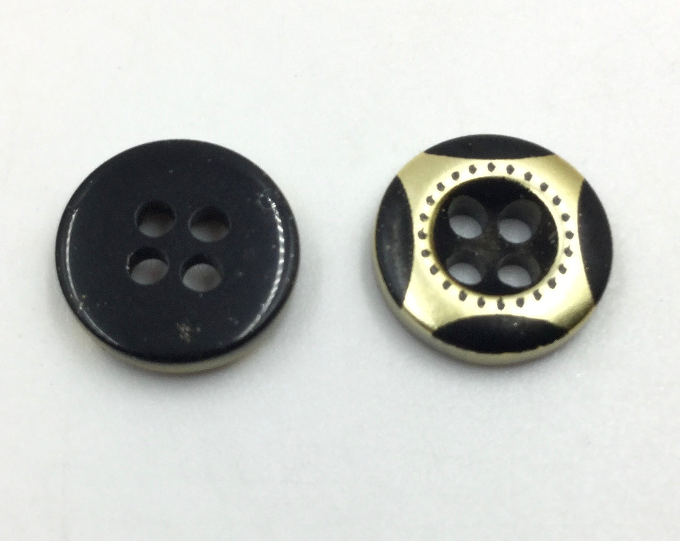 Black & Golden Circular 4 Hole Plastic Buttons