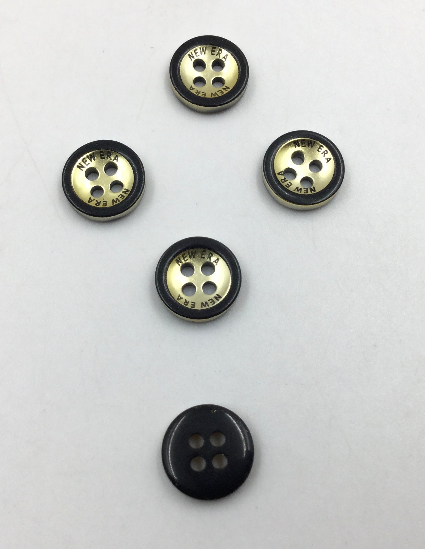 Black & Golden Circular 4 Hole Plastic Buttons