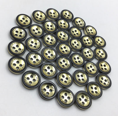 Black & Golden Circular 4 Hole Plastic Buttons