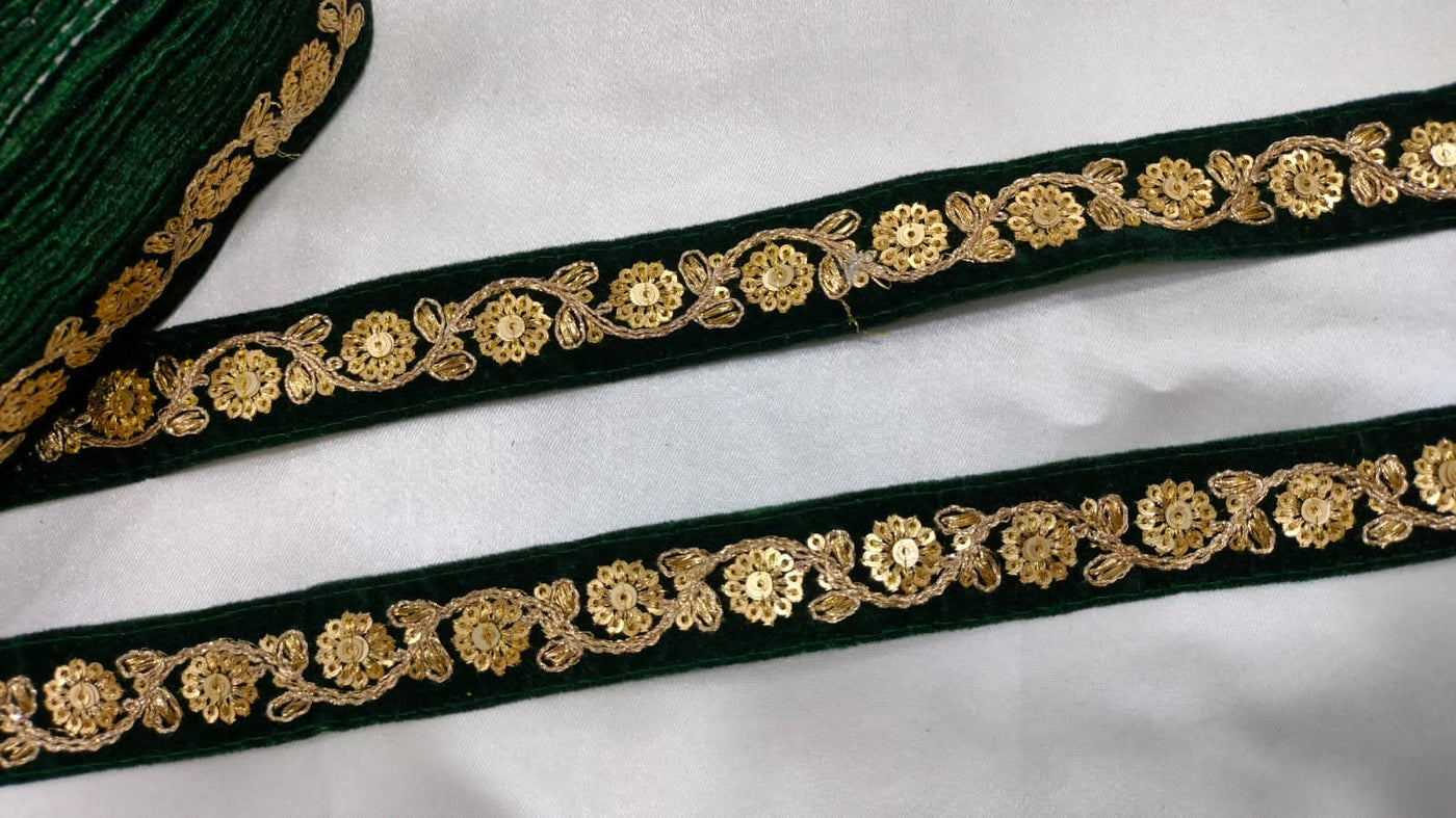 Dark Green Fancy Sequence Trim