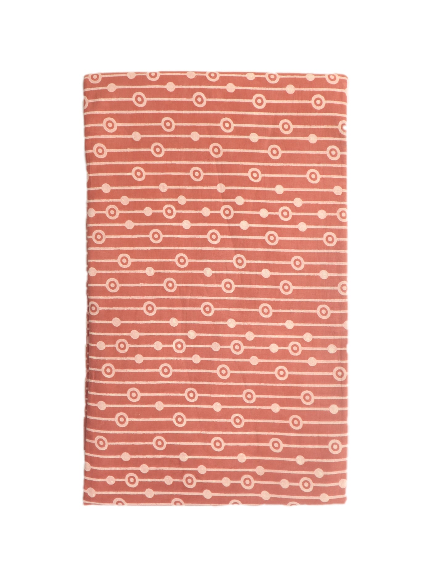 गाजरी लाल पट्टियाँ मुद्रित डब्बू प्रिंट सूती कपड़ा