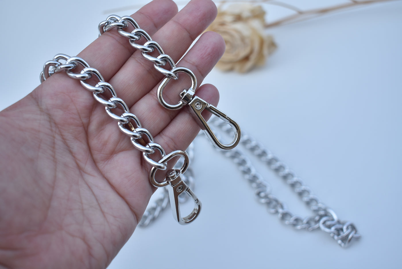 Silver Designer Metal Bag Chain