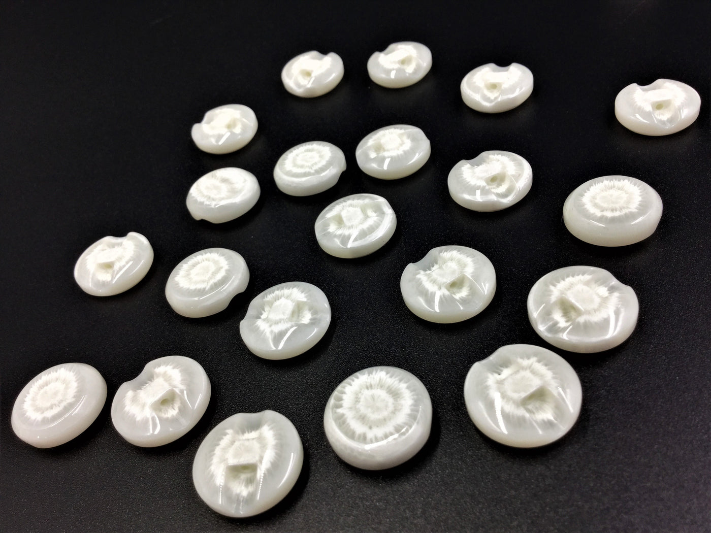 White Designer Circular Polyster Button